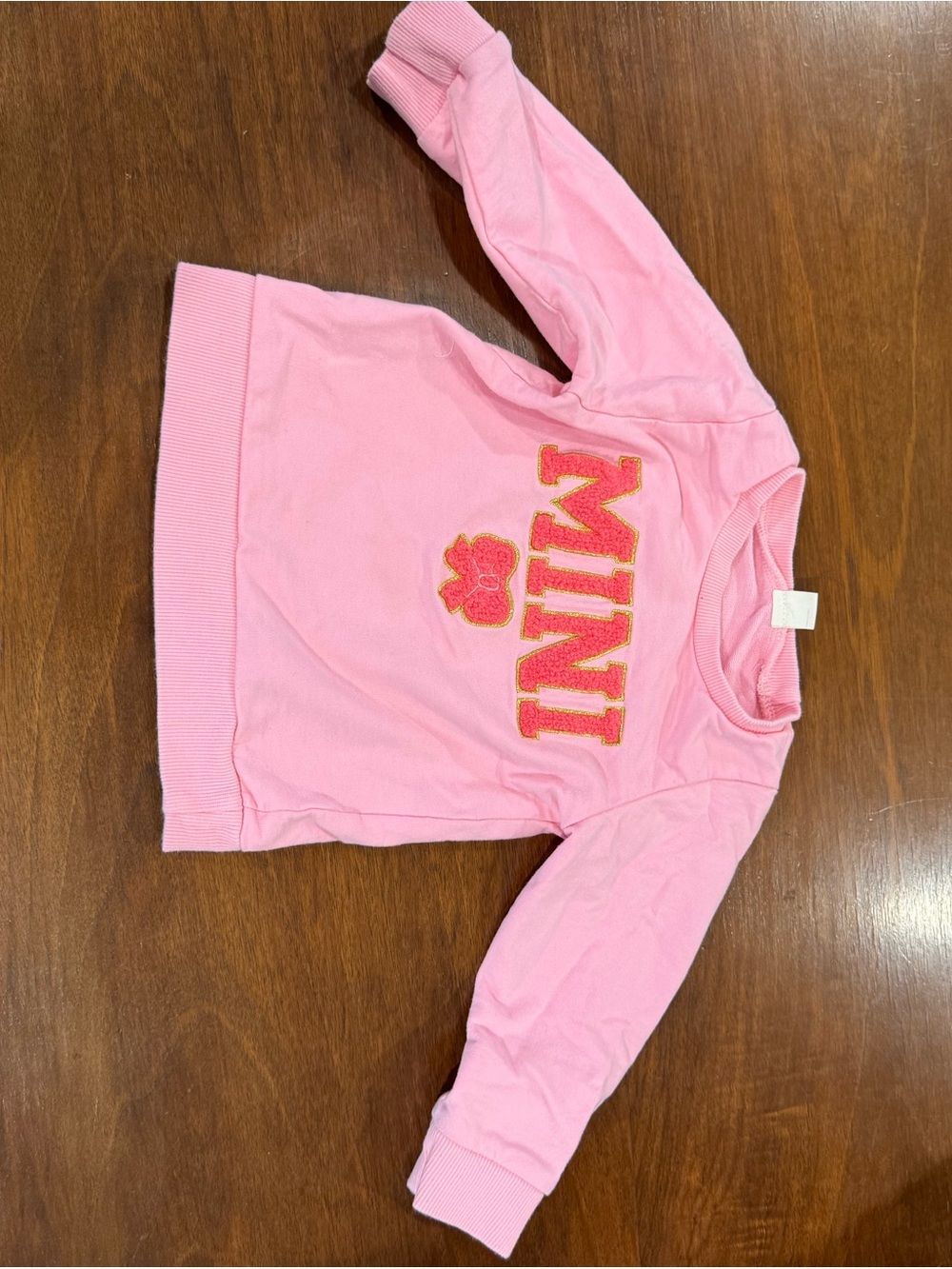 Girls' Pink 'MINI' Embroidered Sweatshirt